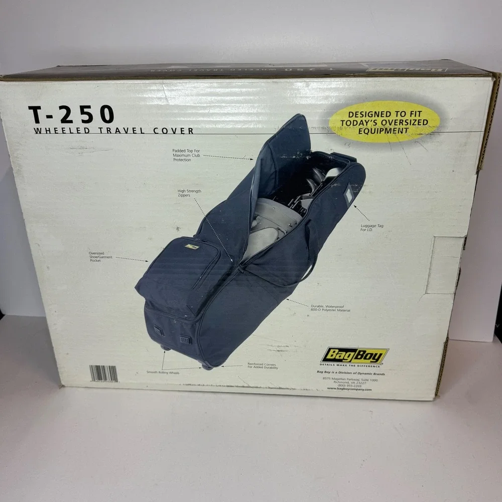 Bag Boy T-250 Wheeled Golf Travel Cover Black Waterproof 600D Polyester New‎